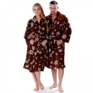 Ενηλίκων Τυπωμένο Fleece Robe ζευγάρι πιτζάμες