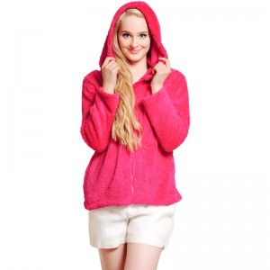 Γυναίκα Snuggle Fleece Ζεστό ροζ φερμουάρ με κουκούλα